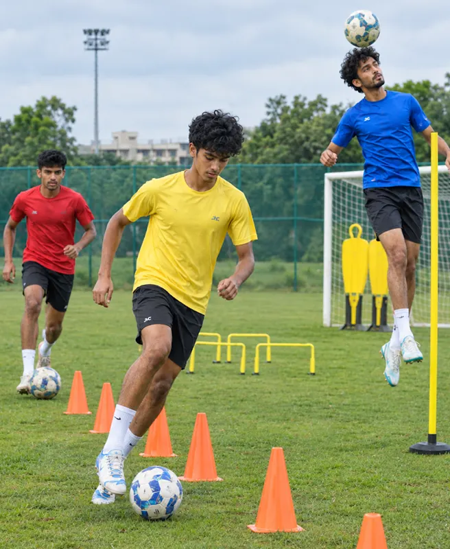 Custom athletic football team jerseys and shorts set manufactured for clubs in Chennai