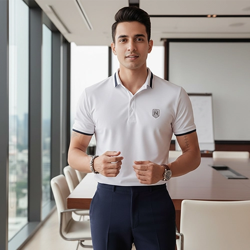 Stylish corporate polos that create a unified, polished, and professional image.
