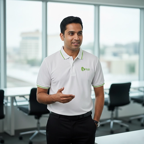 Breathable and neat polo T-shirts ideal for healthcare and pharma professionals.
